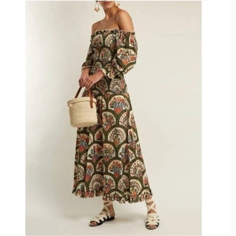 RHODE Resort Eva Off the Shoulder Smocked Dress